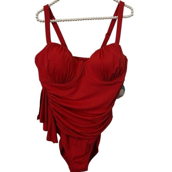 Rhode x Target Swimsuit womens XL Red Embossed Dot Ruffle beach coastal sexy NWT - Picture 3 of 14